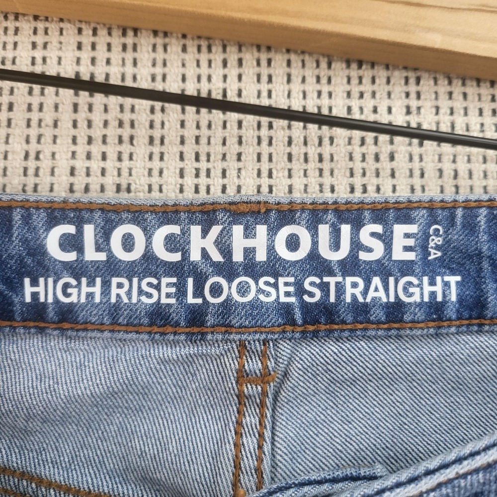Clockhouse C&A Jeans Womens‎ 42 Short High Rise Loose Straight Side Slit Hem - Picture 4 of 10